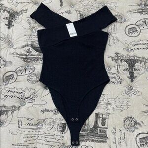 Bar III Black Off-Shoulder Bodysuit